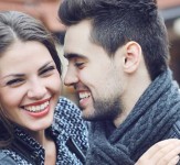 Young smiling couple casual portrait